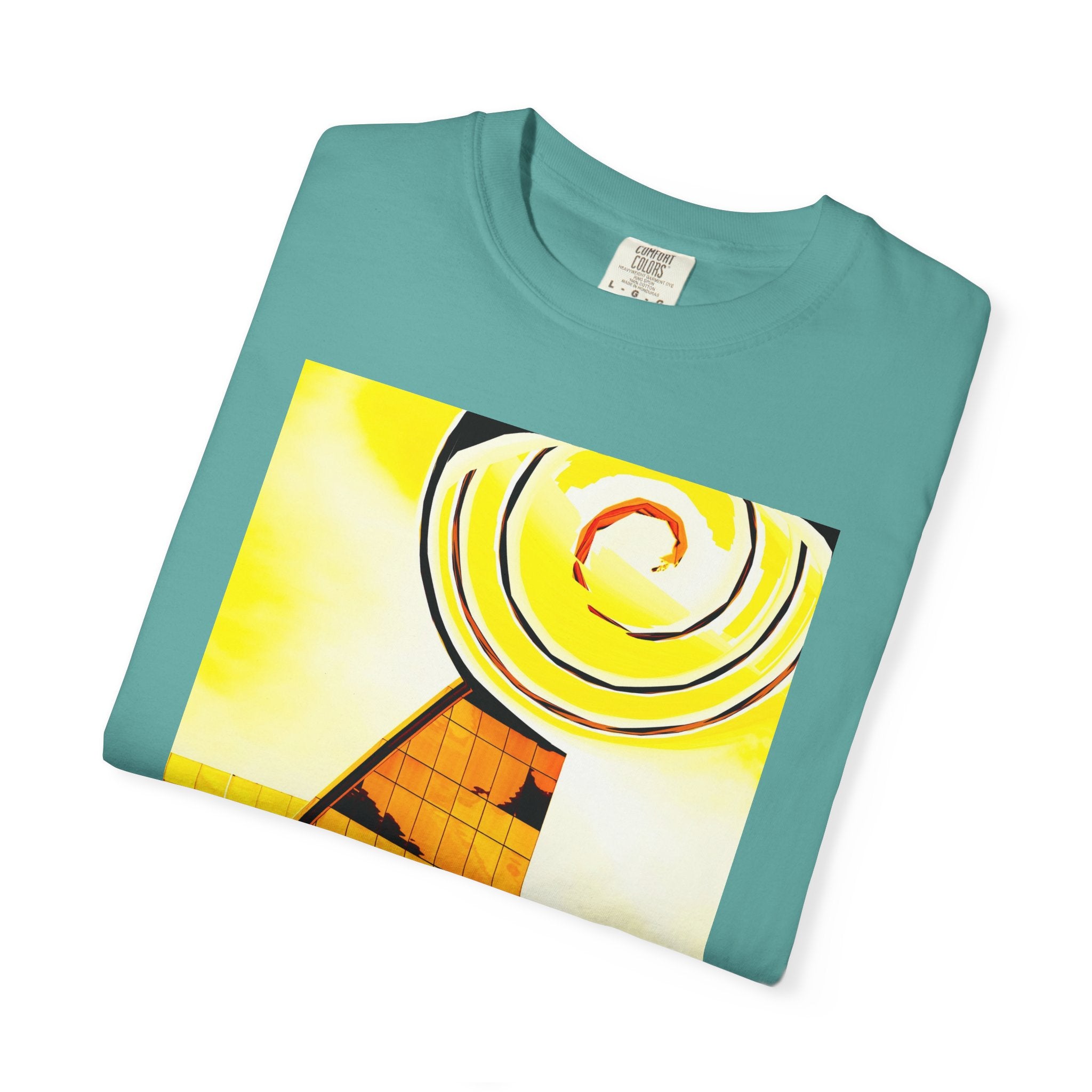 Lemonheads and Lollipops By Kevin Quinn   -Abstract Yellow Spiral Urban Modern Architecture Graphic Tee