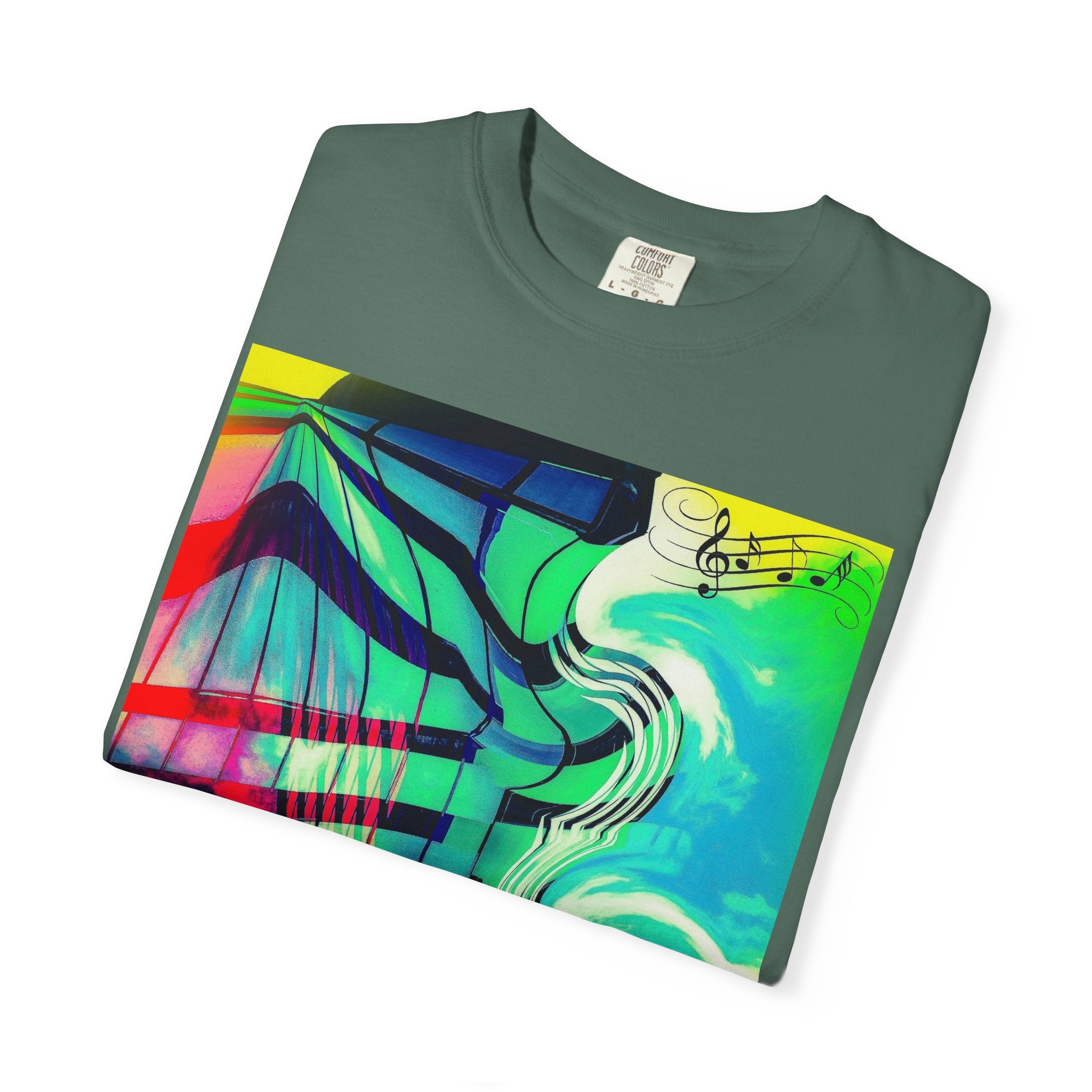 Rooftop Jazz By Kevin Quinn -Abstract Urban Modern Architecture Psychedelic Swirl T-Shirt