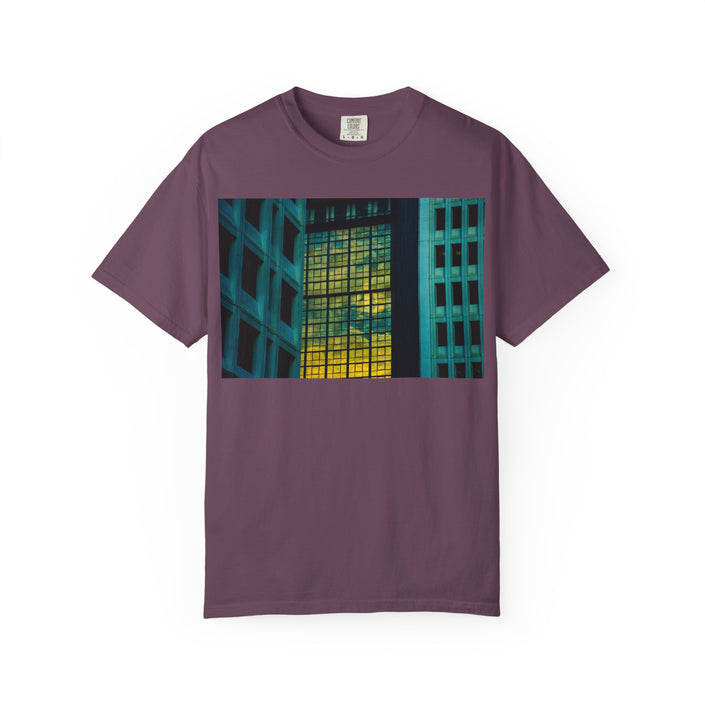 Walking With Van Gogh By Kevin Quinn-Urban Modern Architecture City Window Photo Tee — Nighttime Urban Architecture T-Shirt
