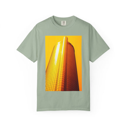 Summer In The City By Kevin Quinn -Modern Urban Architecture Sunset Skyscraper T-Shirt — Golden Architectural Photo Tee