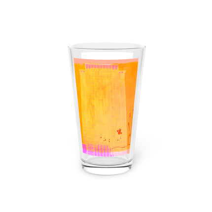 Abstract Art Beer Pint Glass – 16oz Craft Beer Glass – “Little Birdie” by Kevin Quinn