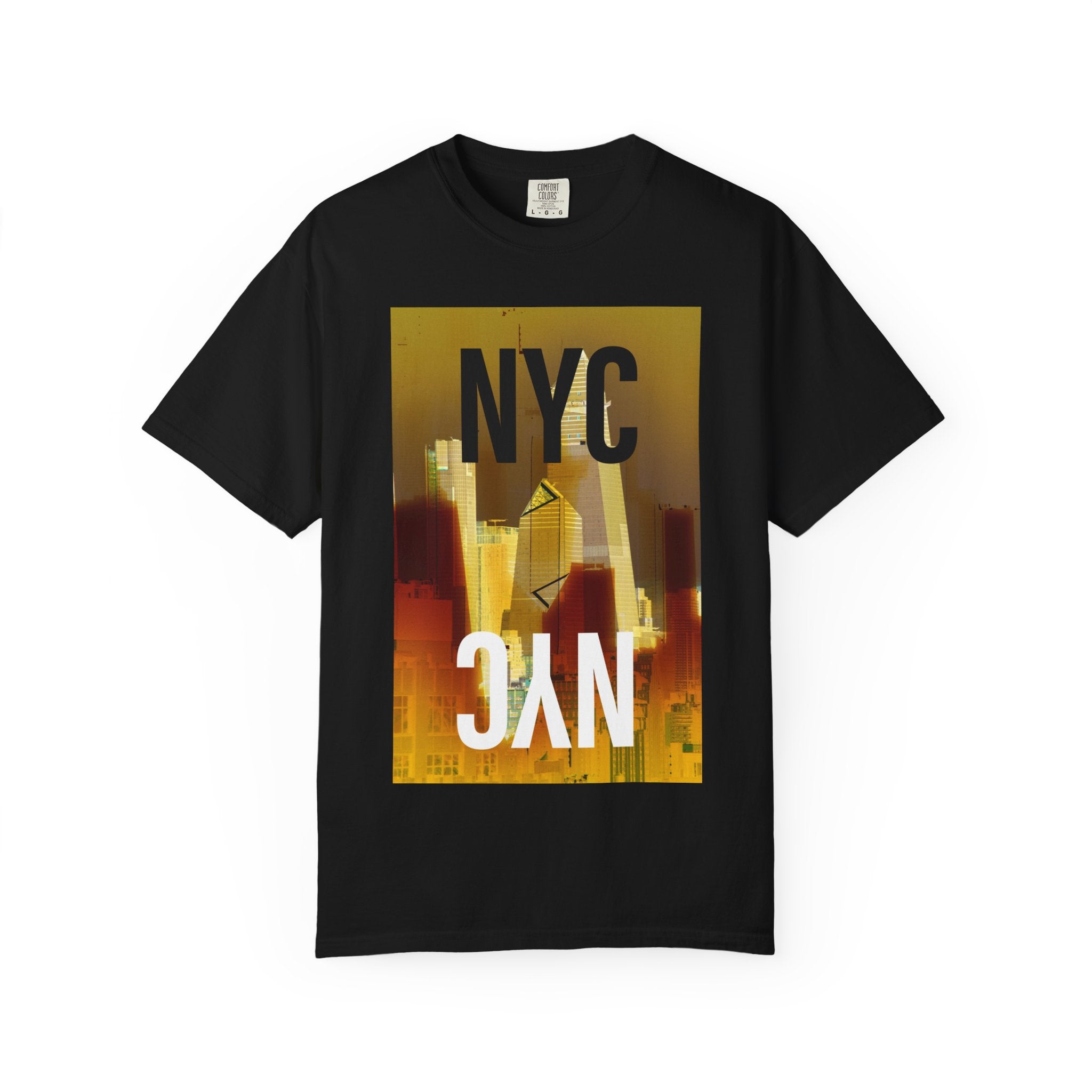 A New York Minute By Kevin Quinn -Urban Modern Abstract Architecture Cityscape Tee with Bold NYC Text