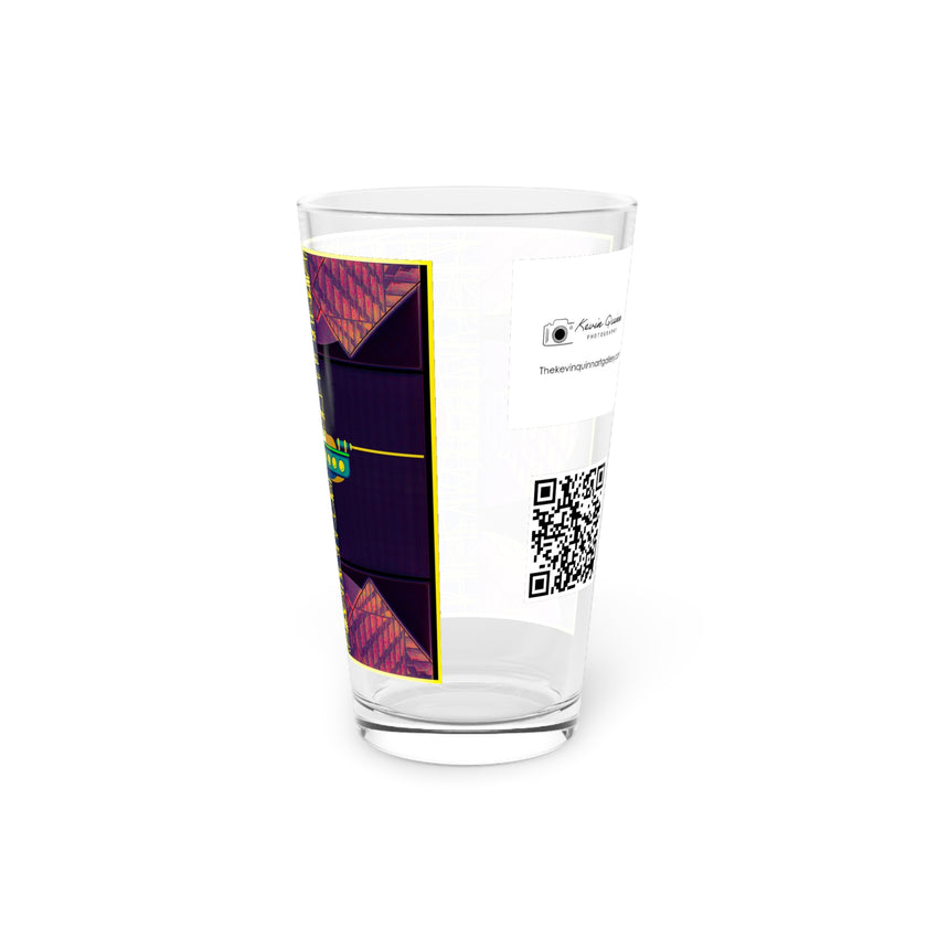 Abstract Art Beer Pint Glass – 16oz Craft Beer Glass – “Ubie The Uber Driver” by Kevin Quinn