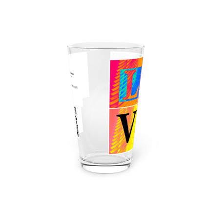 Abstract Art Beer Pint Glass – 16oz Craft Beer Glass – “Love