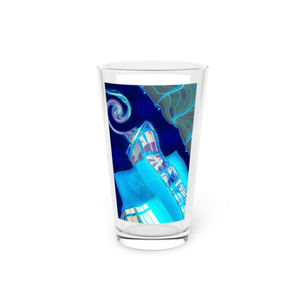 Abstract Art Beer Pint Glass – 16oz Craft Beer Glass – “Tiny Dancer” by Kevin Quinn