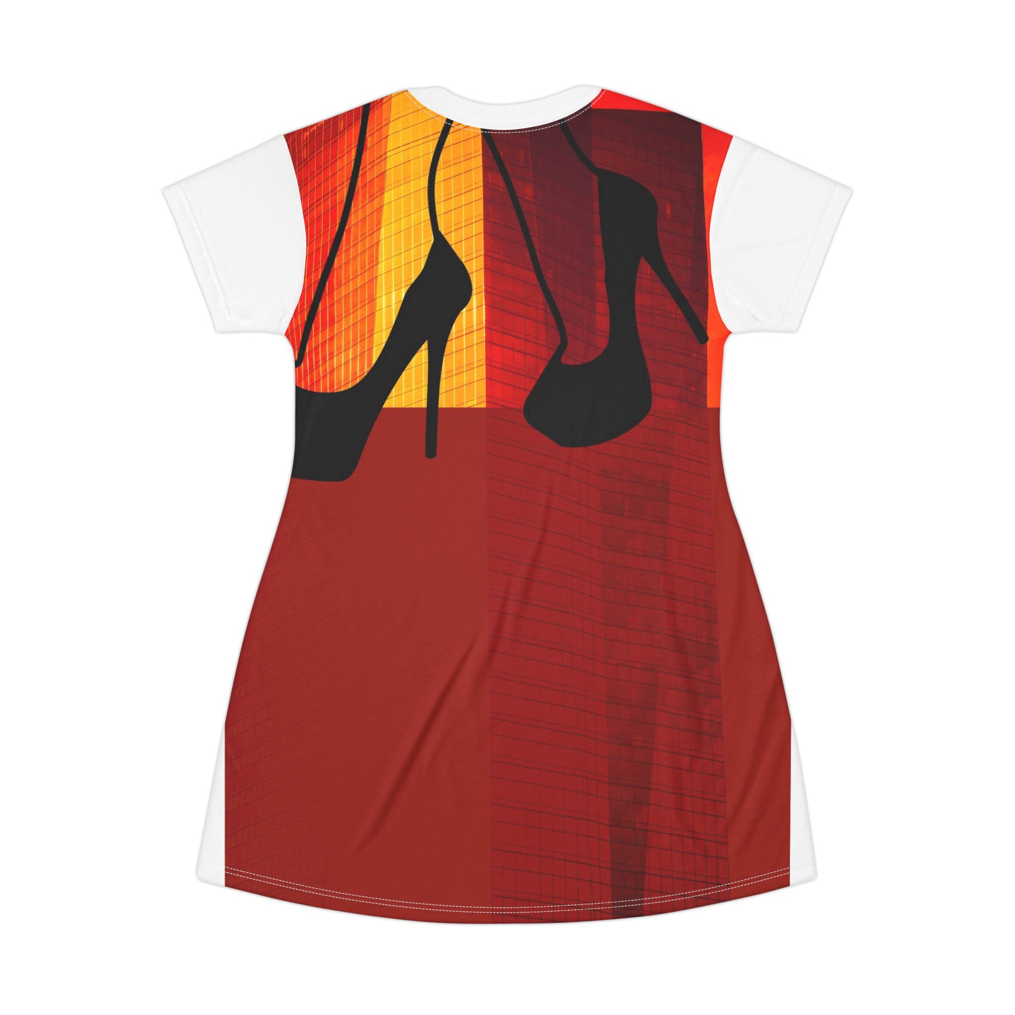 Baby Doll By Kevin Quinn High Heel Silhouette T-Shirt Dress — Bold Red Graphic Dress for Night Out