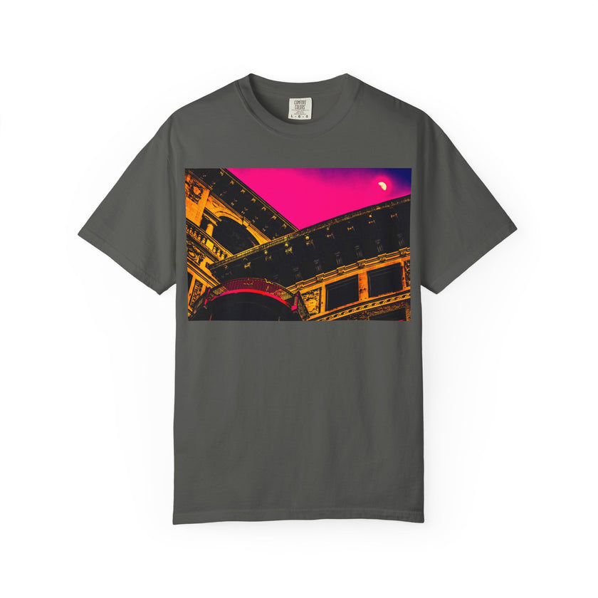 Moonlight Love Affair By Kevin Quinn -Modern Urban Architecture Romantic Pop Art T-Shirt