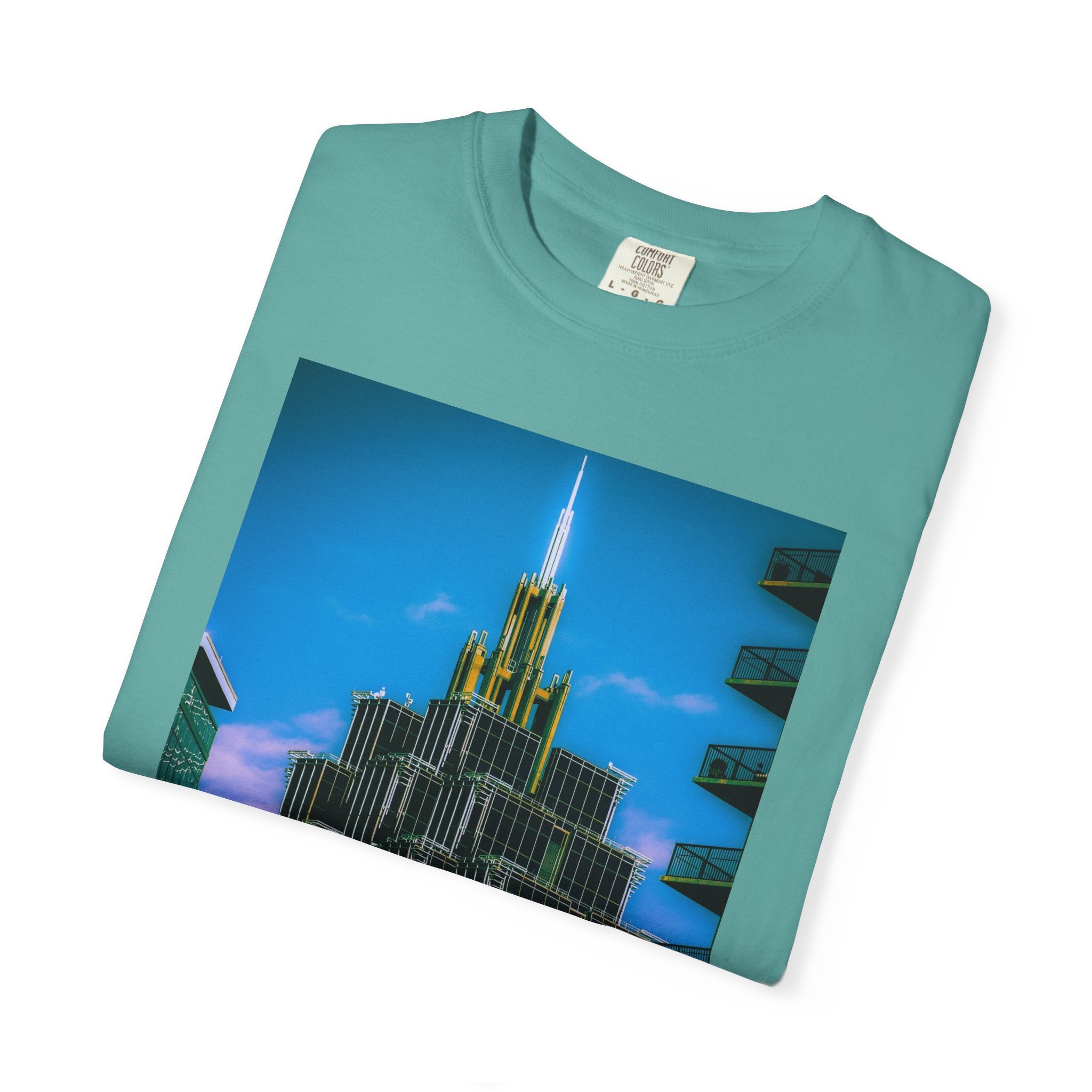 A Face In The Crowd By Kevin Quinn -Urban Architecture City Neon Skyline T-Shirt