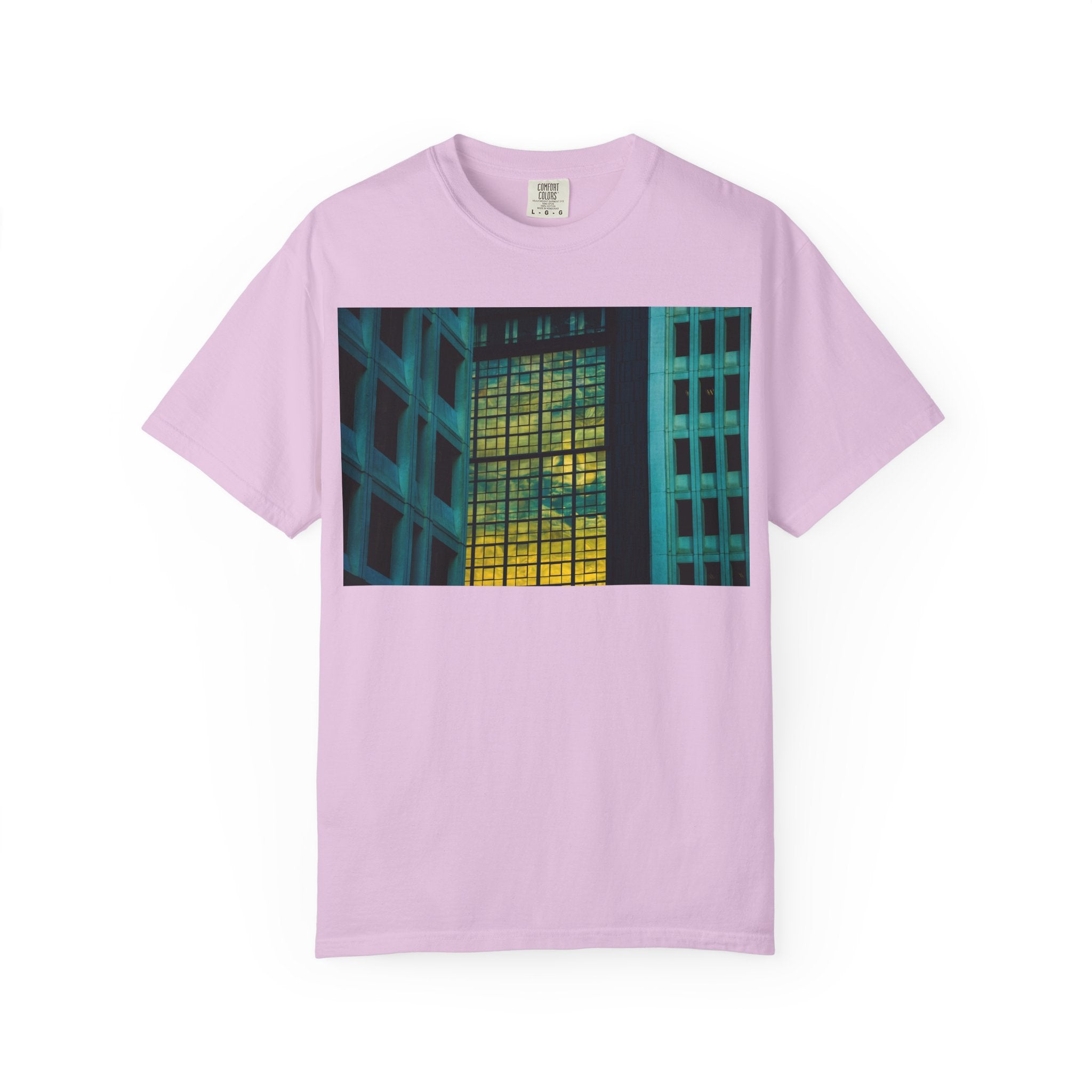 Walking With Van Gogh By Kevin Quinn-Urban Modern Architecture City Window Photo Tee — Nighttime Urban Architecture T-Shirt