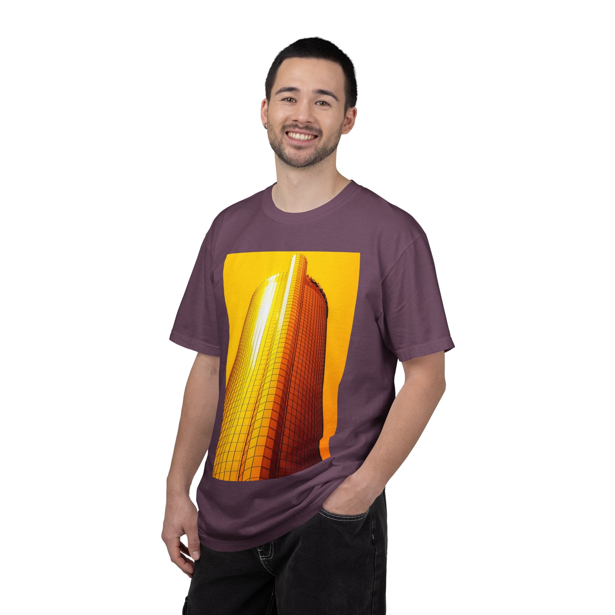 Summer In The City By Kevin Quinn -Modern Urban Architecture Sunset Skyscraper T-Shirt — Golden Architectural Photo Tee