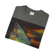 Night Light By Kevin Quinn -Modern Abstract Architectural Nightscape T-Shirt — Glass Building Sunset Photo Tee