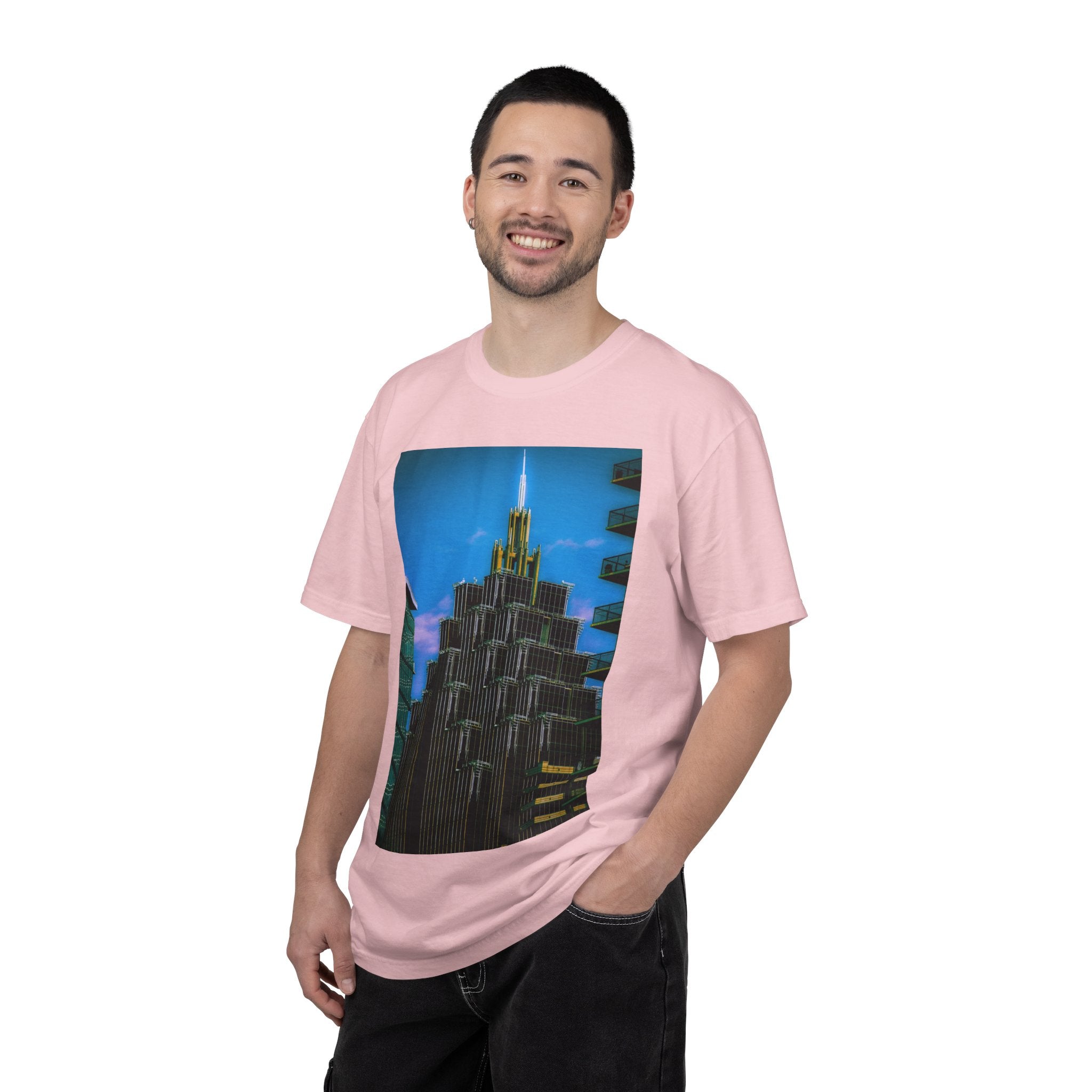 A Face In The Crowd By Kevin Quinn -Urban Architecture City Neon Skyline T-Shirt
