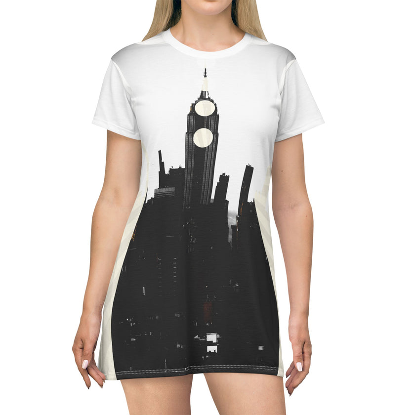 Little Black Dress By Kevin Quinn NYC City Skyline T-Shirt Dress — Modern Urban Graphic
