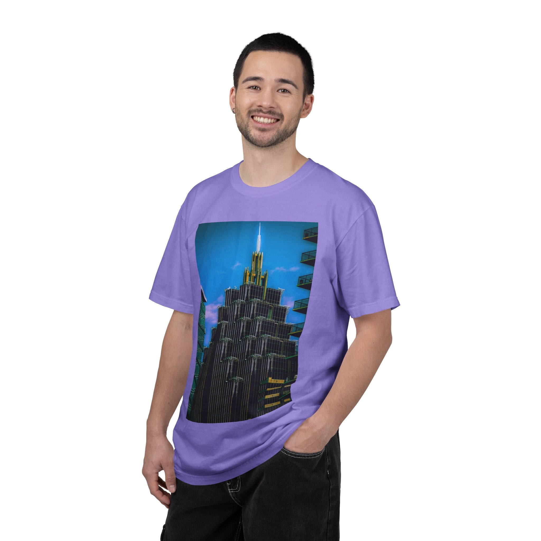 A Face In The Crowd By Kevin Quinn -Urban Architecture City Neon Skyline T-Shirt
