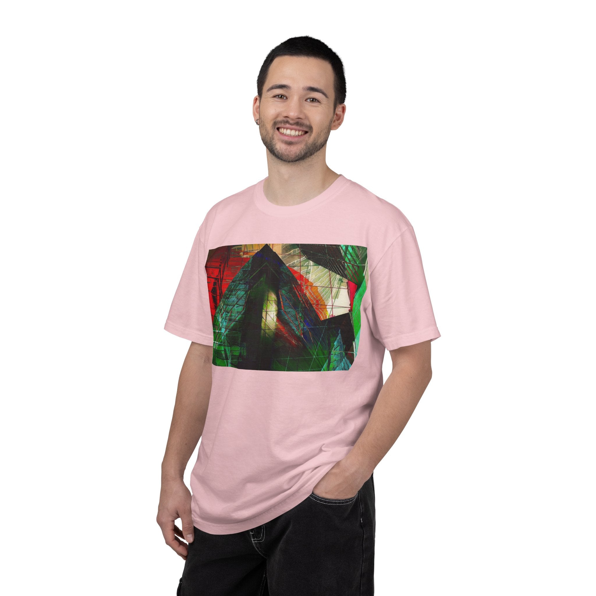 In The Journey By Kevin Quinn- Abstract Urban Architecture Geometric Pyramid T-Shirt — Colorful Architectural Art Tee