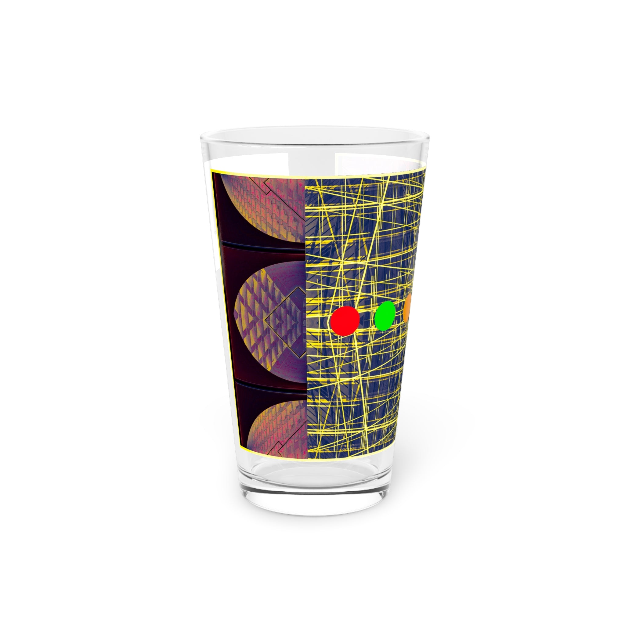 Abstract Art Beer Pint Glass – 16oz Craft Beer Glass – “Ubie The Uber Driver” by Kevin Quinn
