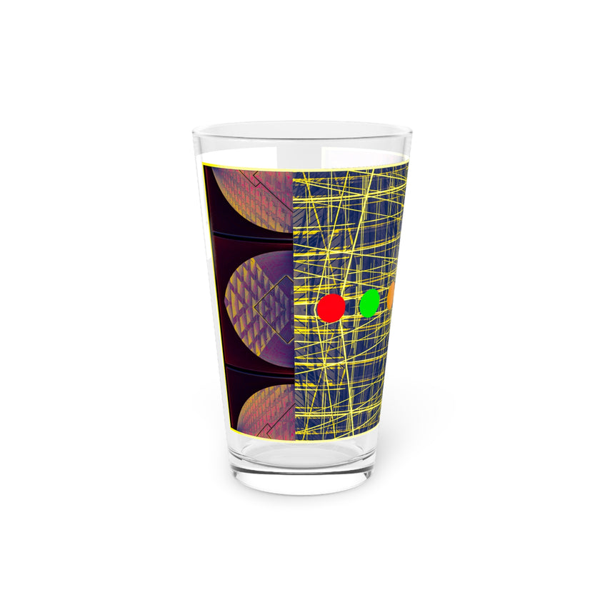 Abstract Art Beer Pint Glass – 16oz Craft Beer Glass – “Ubie The Uber Driver” by Kevin Quinn