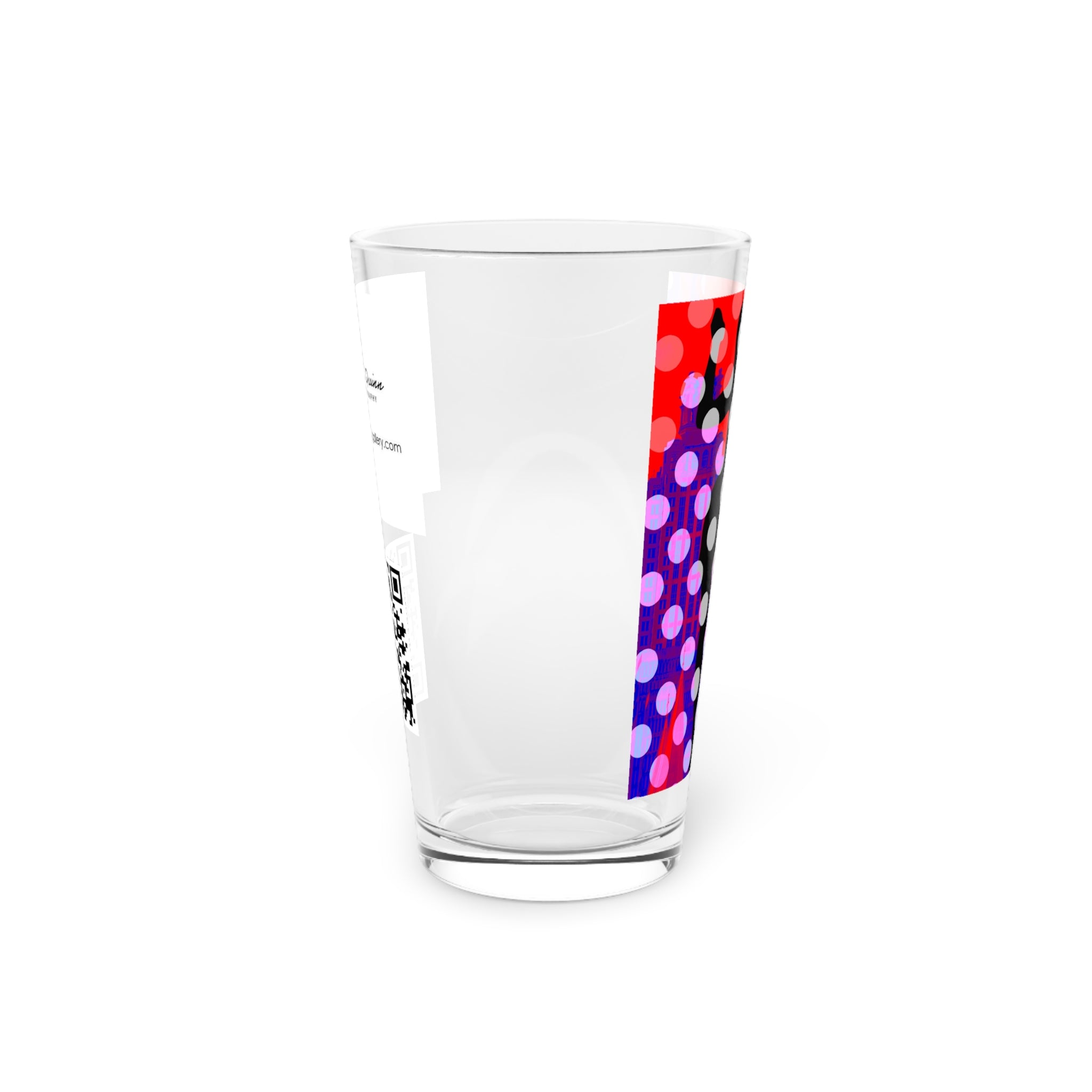 Abstract Art Beer Pint Glass – 16oz Craft Beer Glass – “Atlanta Nights” by Kevin Quinn