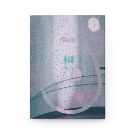 Rain Drop By Kevin Quinn - Rainy Window Hardcover Journal — Moody Pastel Photography Notebook