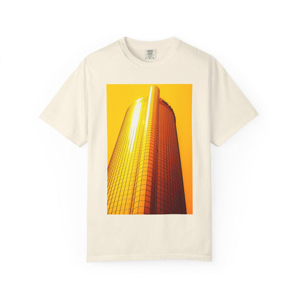 Summer In The City By Kevin Quinn -Modern Urban Architecture Sunset Skyscraper T-Shirt — Golden Architectural Photo Tee