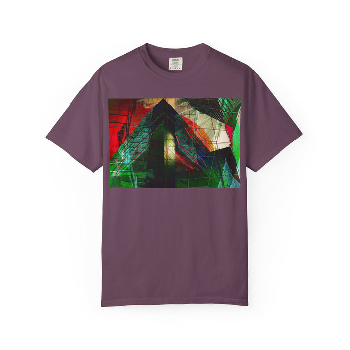 In The Journey By Kevin Quinn- Abstract Urban Architecture Geometric Pyramid T-Shirt — Colorful Architectural Art Tee