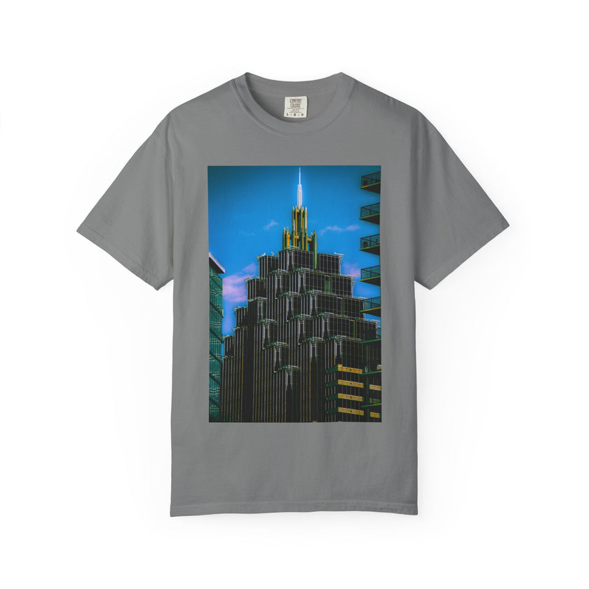 A Face In The Crowd By Kevin Quinn -Urban Architecture City Neon Skyline T-Shirt