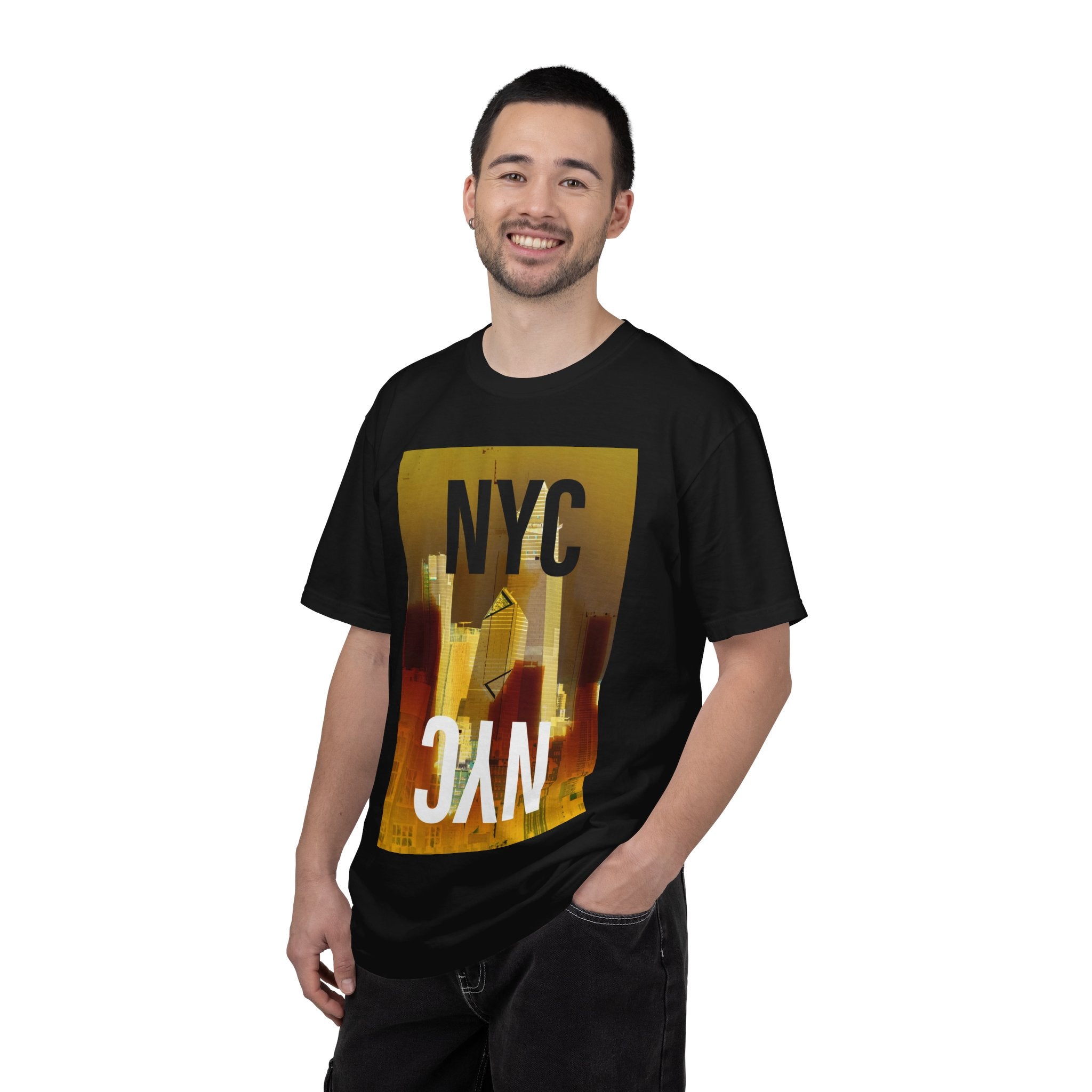 A New York Minute By Kevin Quinn -Urban Modern Abstract Architecture Cityscape Tee with Bold NYC Text