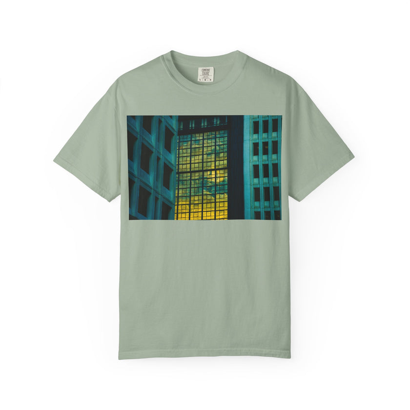 Walking With Van Gogh By Kevin Quinn-Urban Modern Architecture City Window Photo Tee — Nighttime Urban Architecture T-Shirt