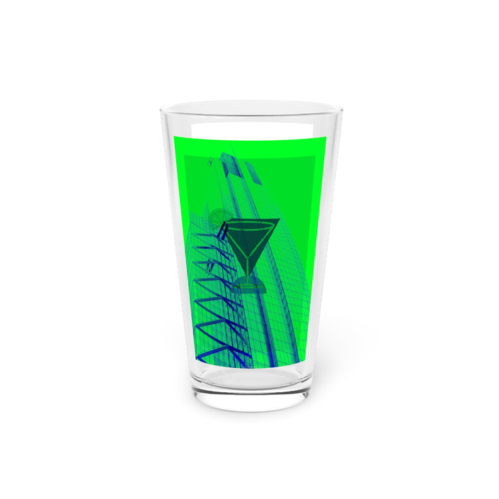 Abstract Art Beer Pint Glass – 16oz Craft Beer Glass – “Lime Drop Martini” by Kevin Quinn