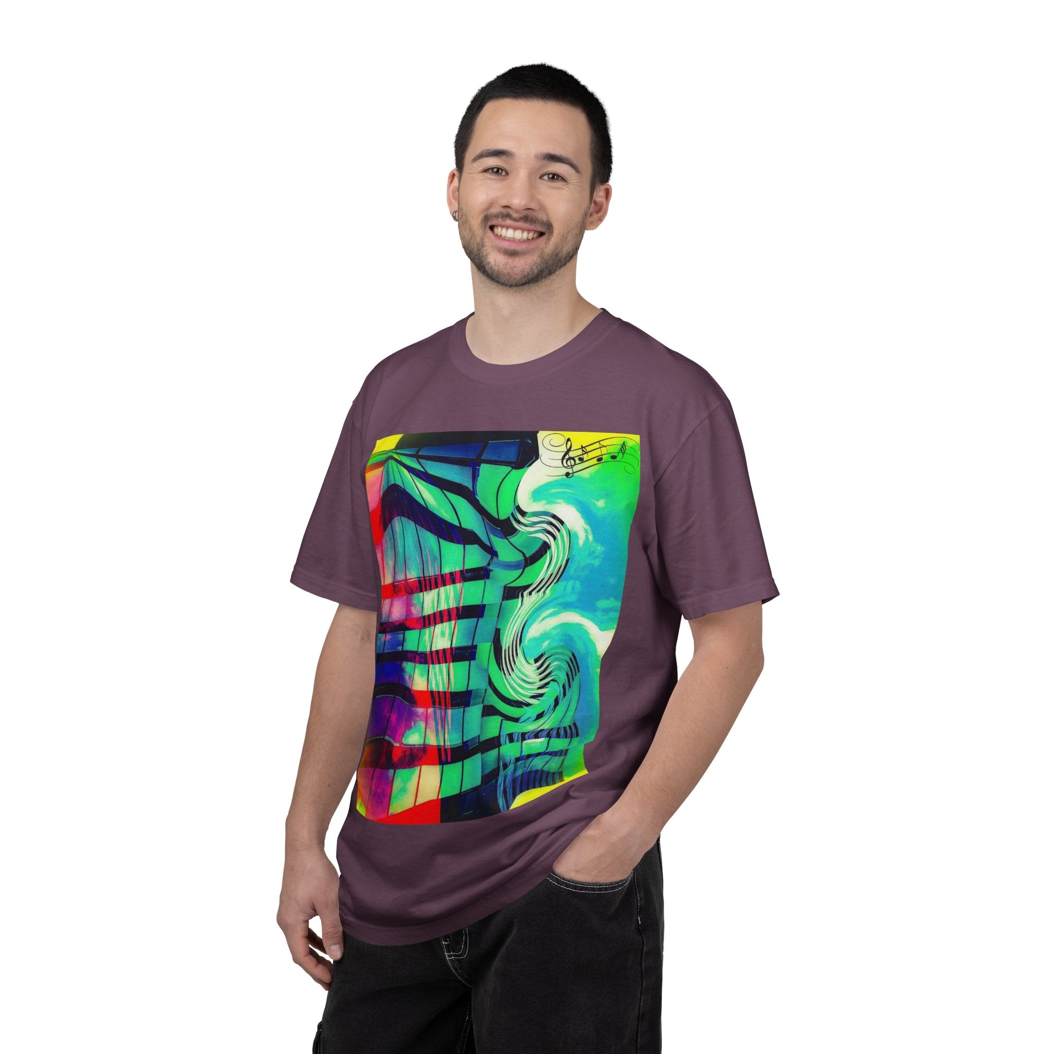 Rooftop Jazz By Kevin Quinn -Abstract Urban Modern Architecture Psychedelic Swirl T-Shirt