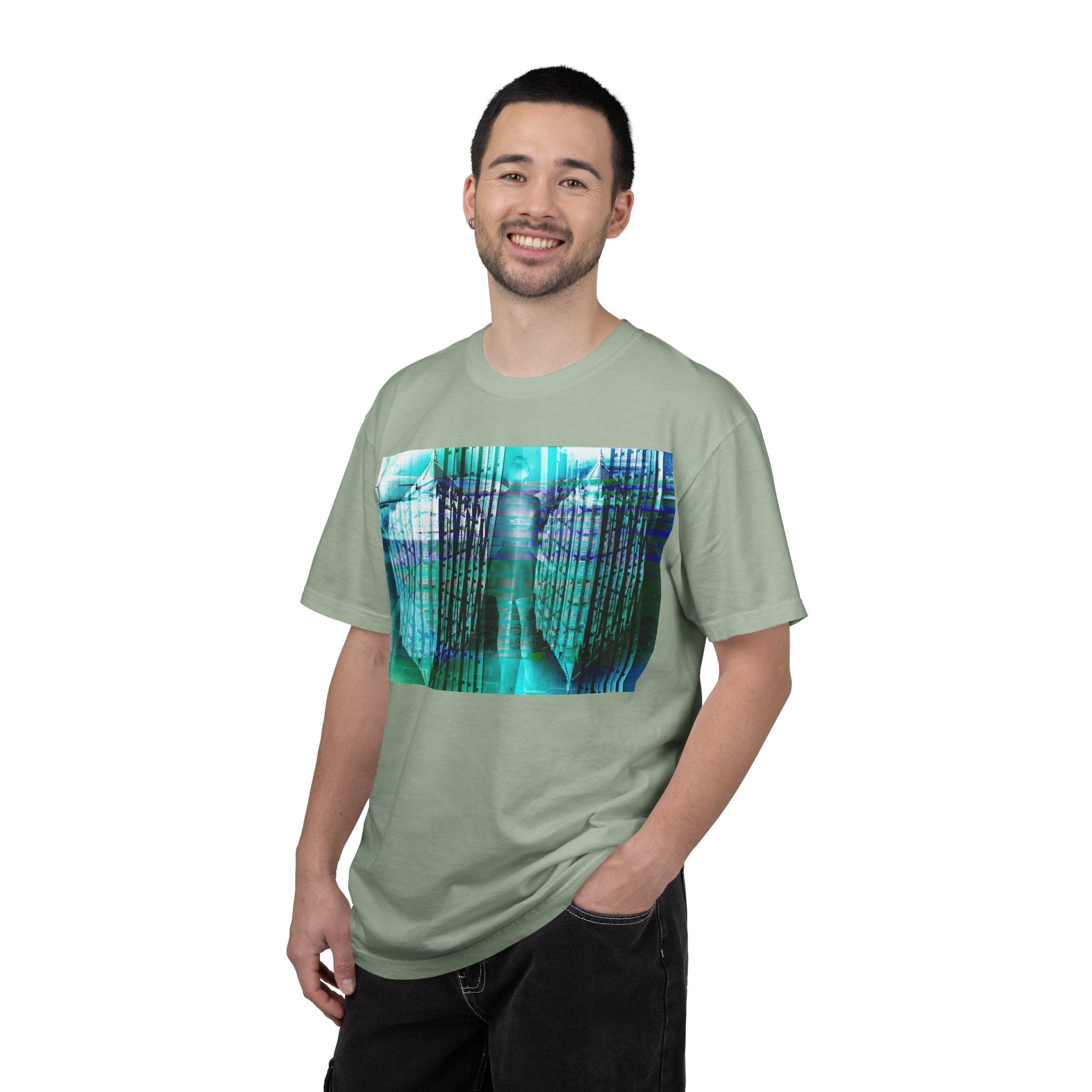 Pardon Me By Kevin Quinn -Abstract Urban Architecture Street Photography Blue T-Shirt — Surreal Nature Graphic Tee