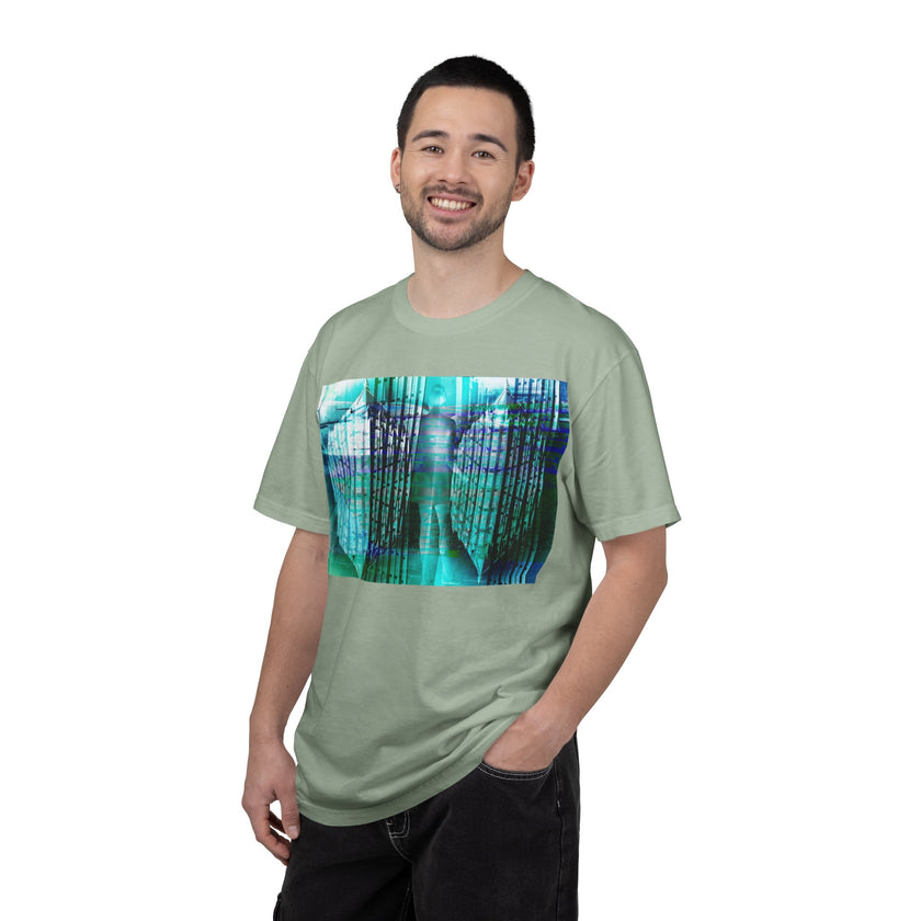 Pardon Me By Kevin Quinn -Abstract Urban Architecture Street Photography Blue T-Shirt — Surreal Nature Graphic Tee