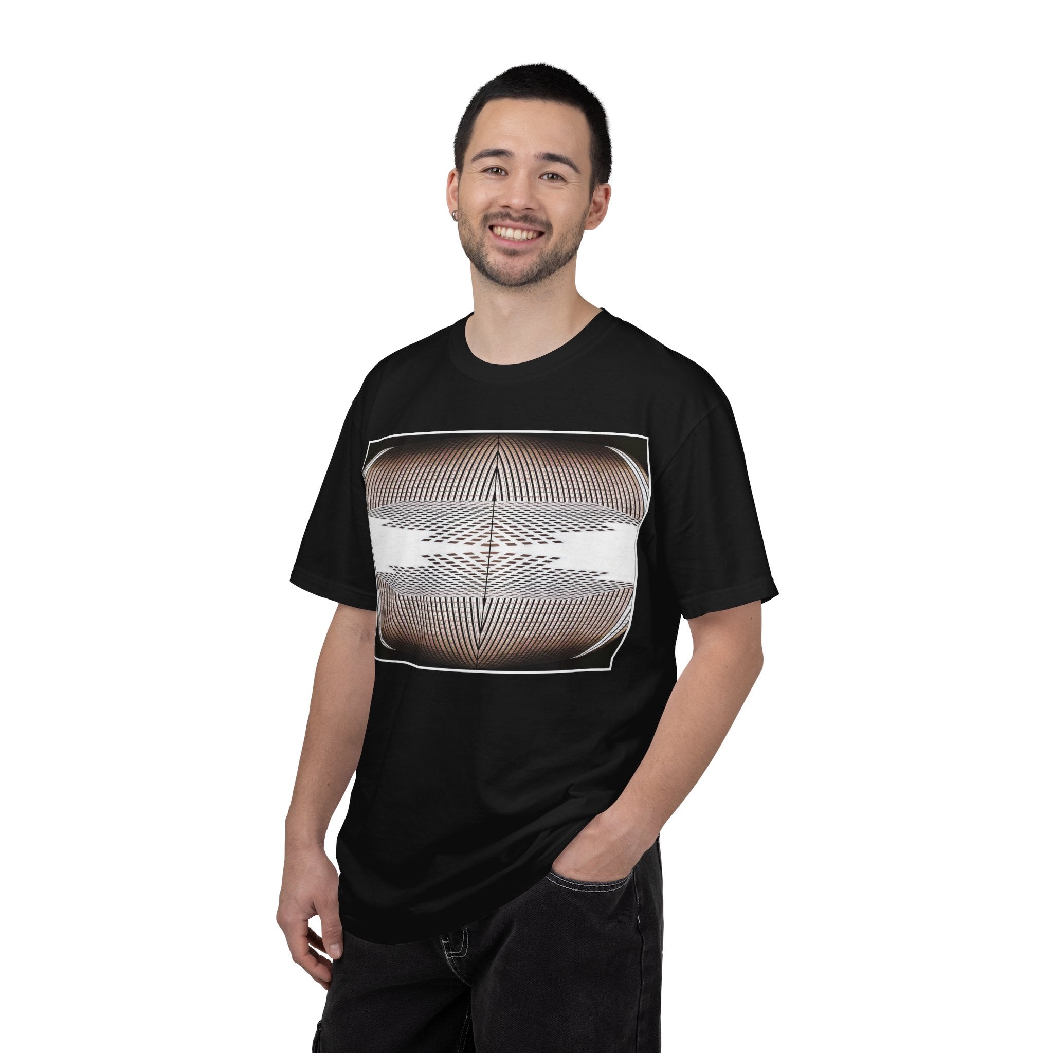 Thought Machine By Kevin Quinn -Optical Waveform Graphic T‑Shirt — Geometric Illusion Art Tee