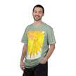 Silky The Sun Kid By Kevin Quinn-Modern Urban Sunface Graphic T-Shirt — Yellow Sun Artwork with QR Code Back