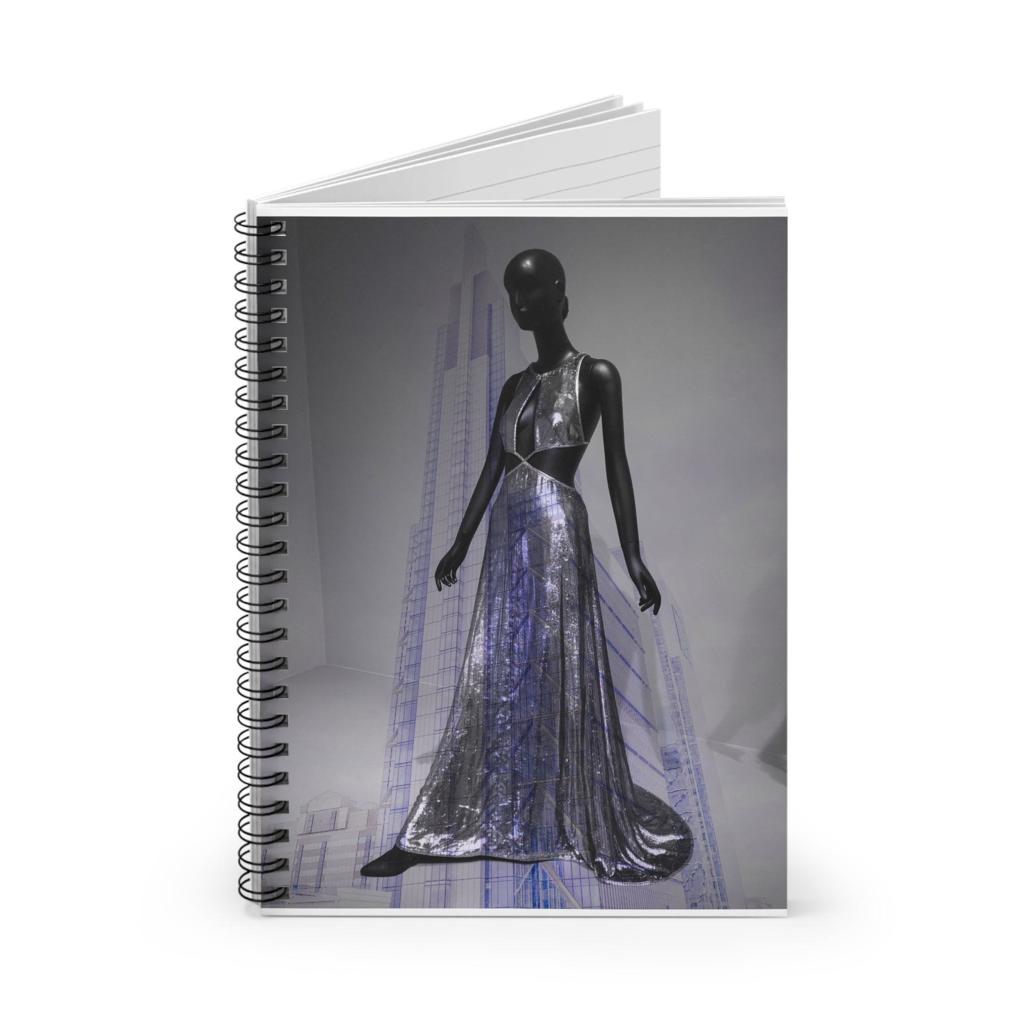 Artificial Intelligence By Kevin Quinn - Fashion Mannequin Notebook — Metallic Gown Spiral Journal (Ruled)
