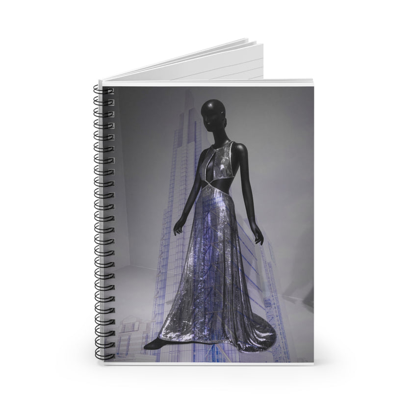 Artificial Intelligence By Kevin Quinn - Fashion Mannequin Notebook — Metallic Gown Spiral Journal (Ruled)