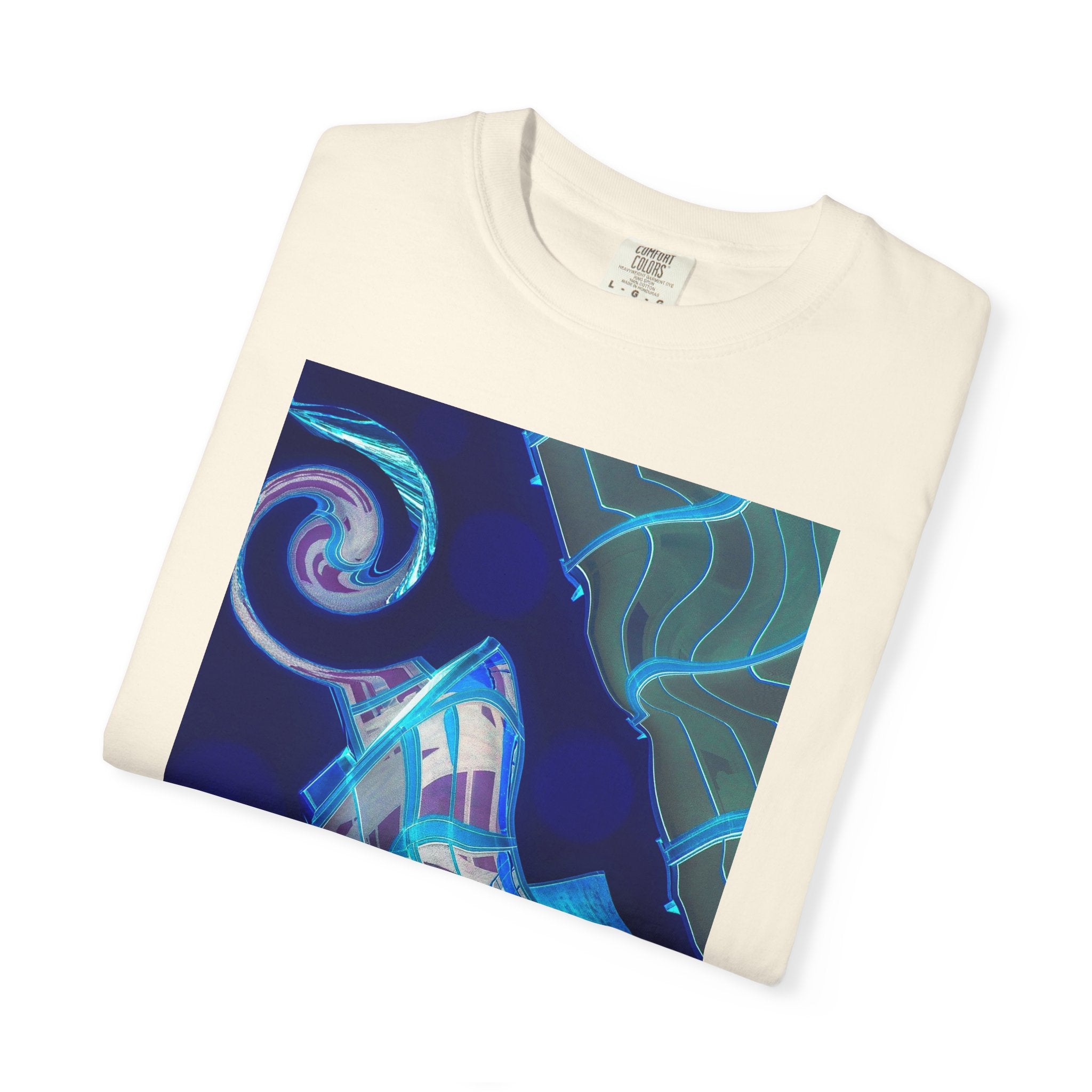 Tiny Dancer By Kevin Quinn   -Urban Modern Abstract Architecture Graphic Tee— Blue Surreal Building Art