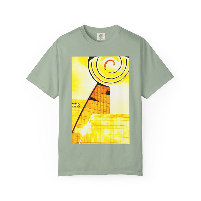 Lemonheads and Lollipops By Kevin Quinn   -Abstract Yellow Spiral Urban Modern Architecture Graphic Tee