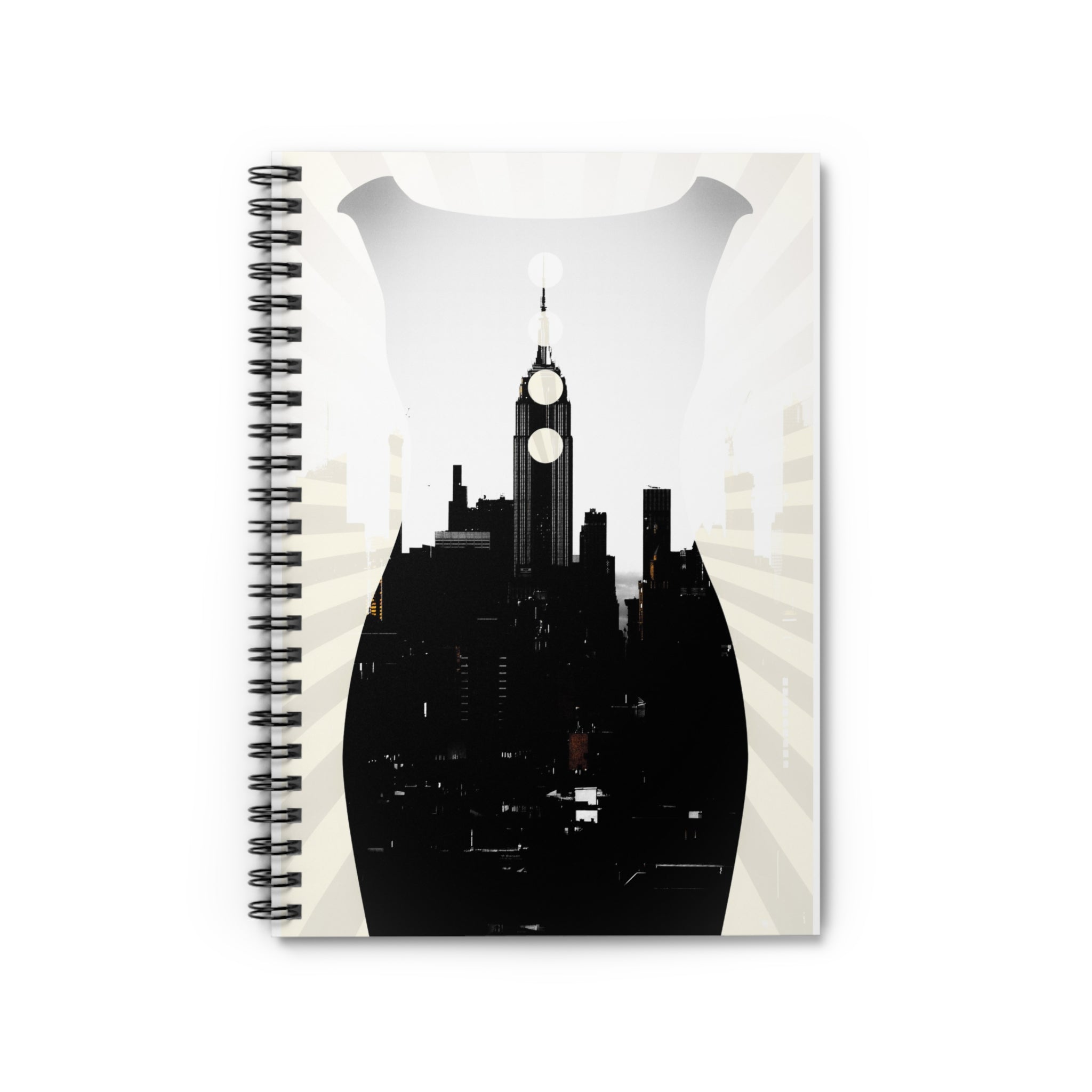Little Black Dress by Kevin Quinn - NYC Urban Skyline Spiral Notebook — City Silhouette Ruled Journal