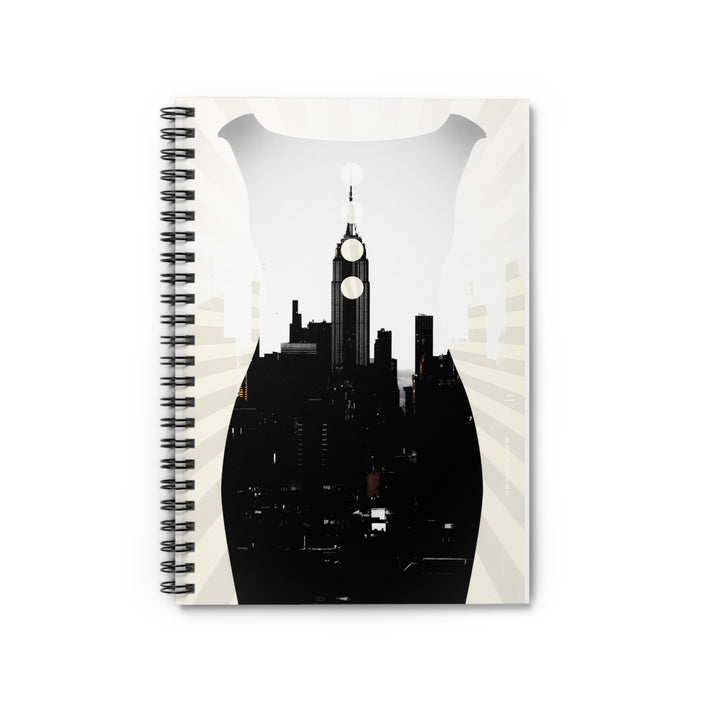 Little Black Dress by Kevin Quinn - NYC Urban Skyline Spiral Notebook — City Silhouette Ruled Journal