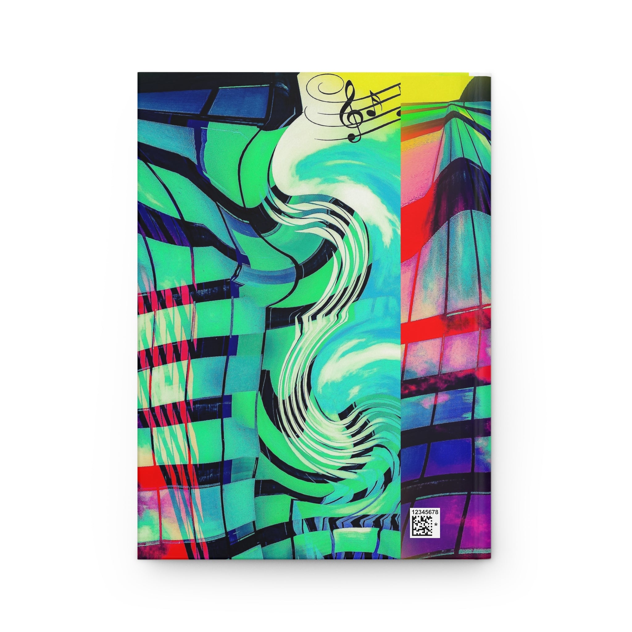 Rooftop Jazz By Kevin Quinn - Music Waves Hardcover Journal — Abstract Piano Notes Notebook