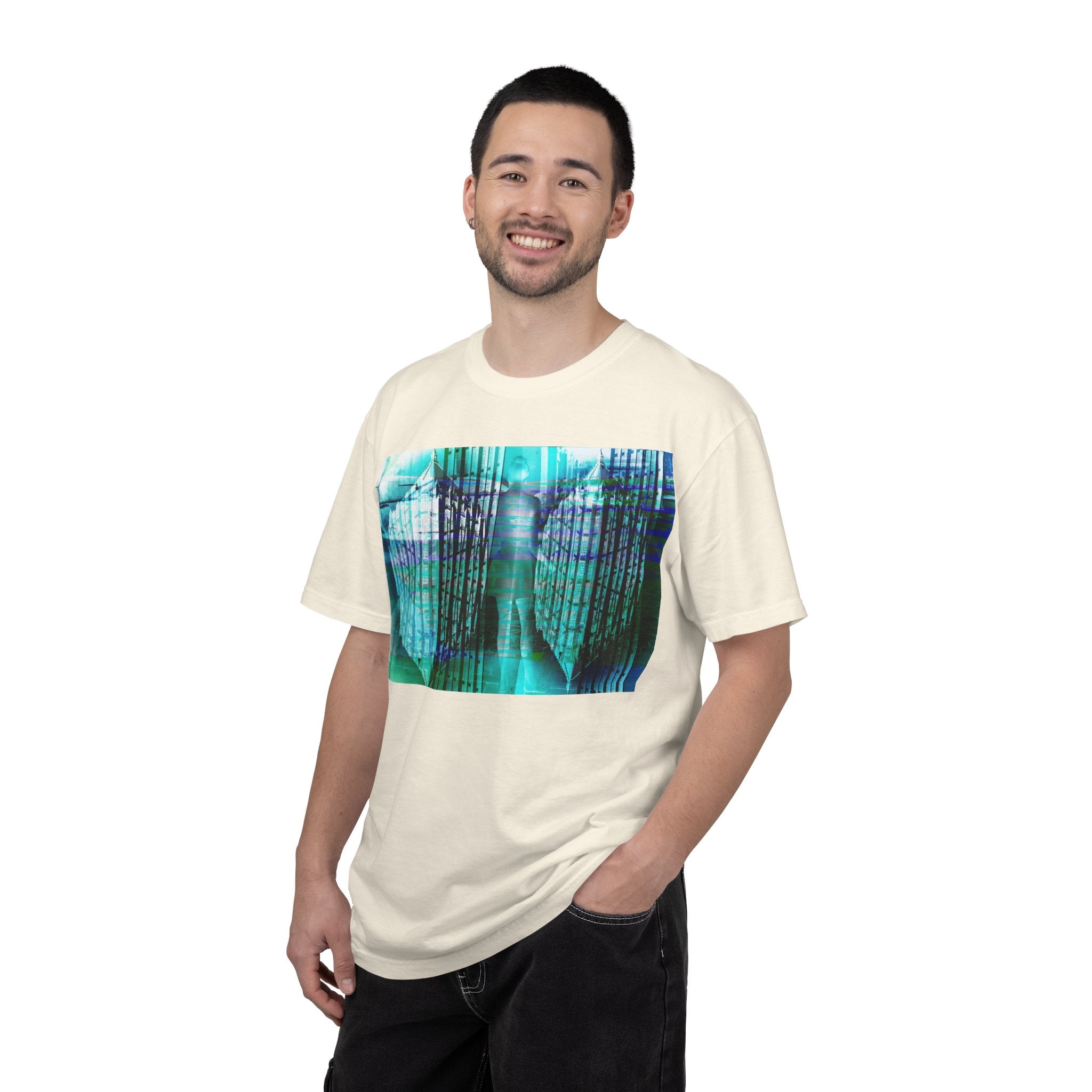 Pardon Me By Kevin Quinn -Abstract Urban Architecture Street Photography Blue T-Shirt — Surreal Nature Graphic Tee