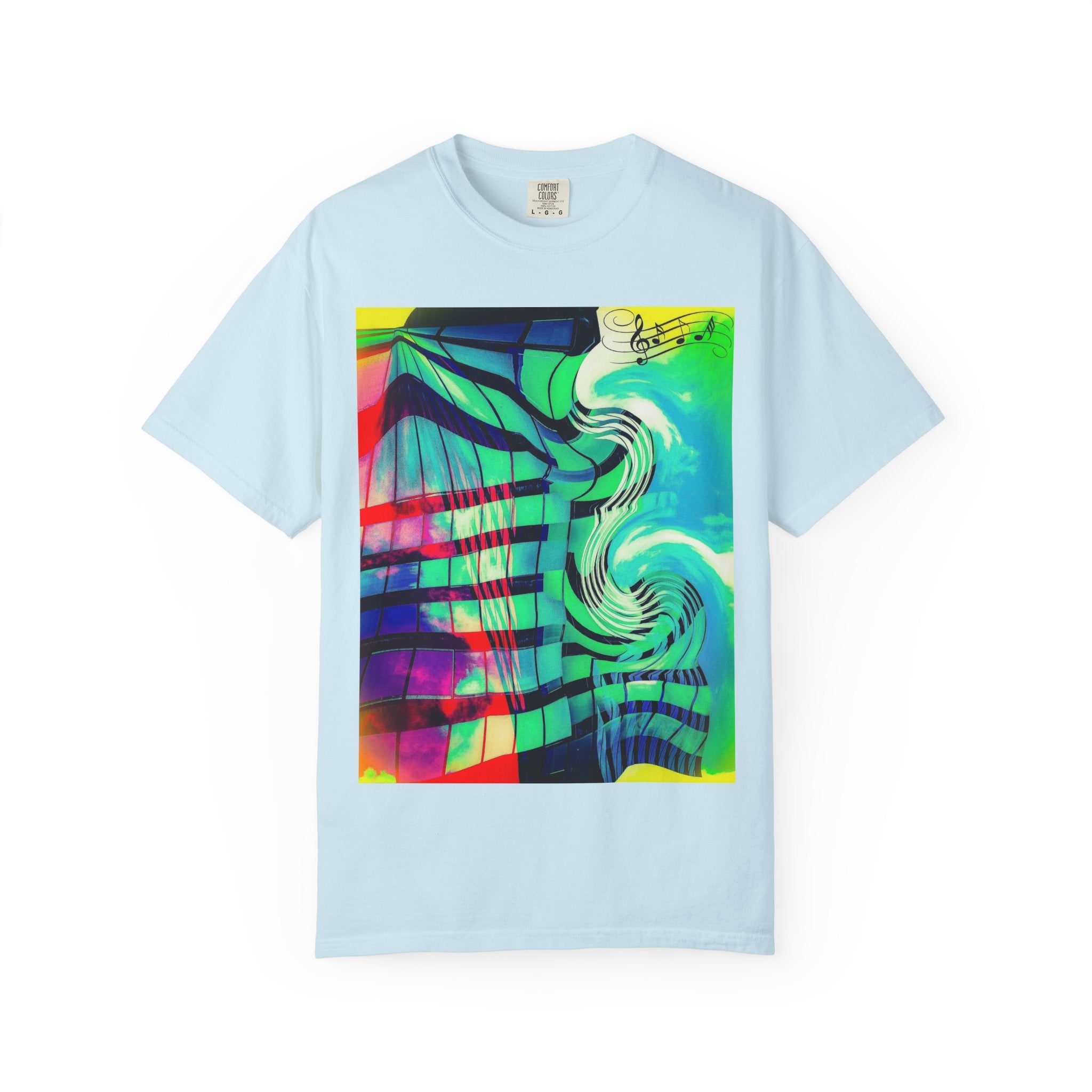 Rooftop Jazz By Kevin Quinn -Abstract Urban Modern Architecture Psychedelic Swirl T-Shirt