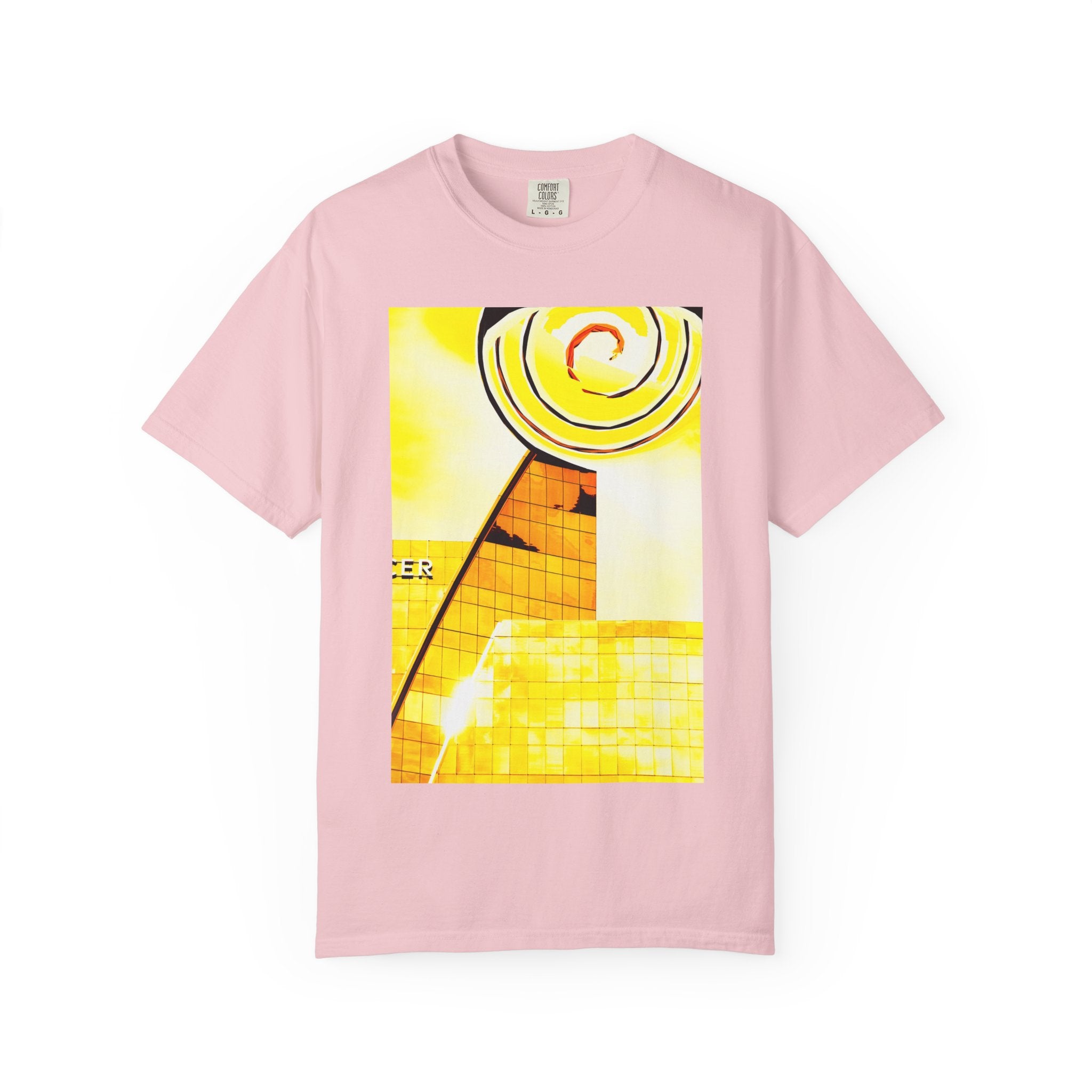 Lemonheads and Lollipops By Kevin Quinn   -Abstract Yellow Spiral Urban Modern Architecture Graphic Tee
