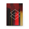 Here We Are By Kevin Quinn - Abstract Cityscape Hardcover Journal — Red & Gold Geometric Notebook
