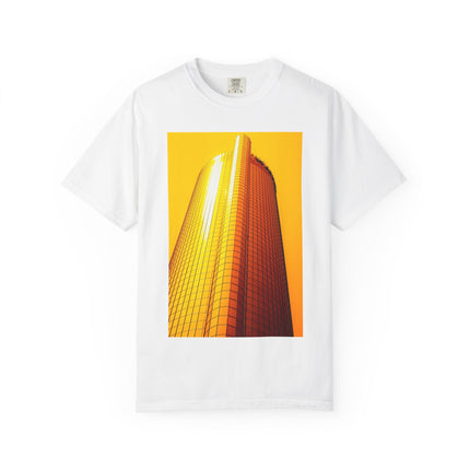 Summer In The City By Kevin Quinn -Modern Urban Architecture Sunset Skyscraper T-Shirt — Golden Architectural Photo Tee