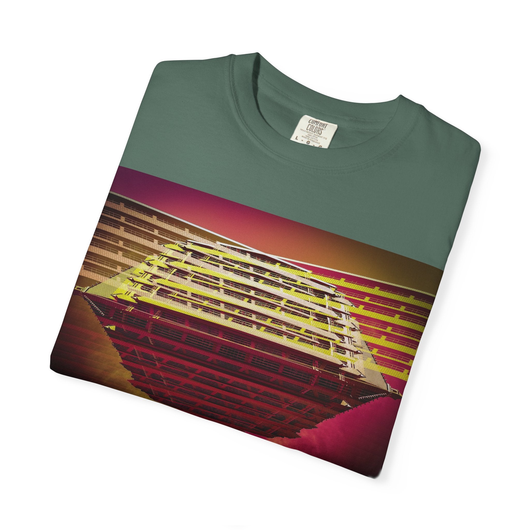 Dreaming With Dali By Kevin Quinn -Retro Futuristic Sunset Abstract Urban Architecture T-Shirt — Geometric Vaporwave Graphic