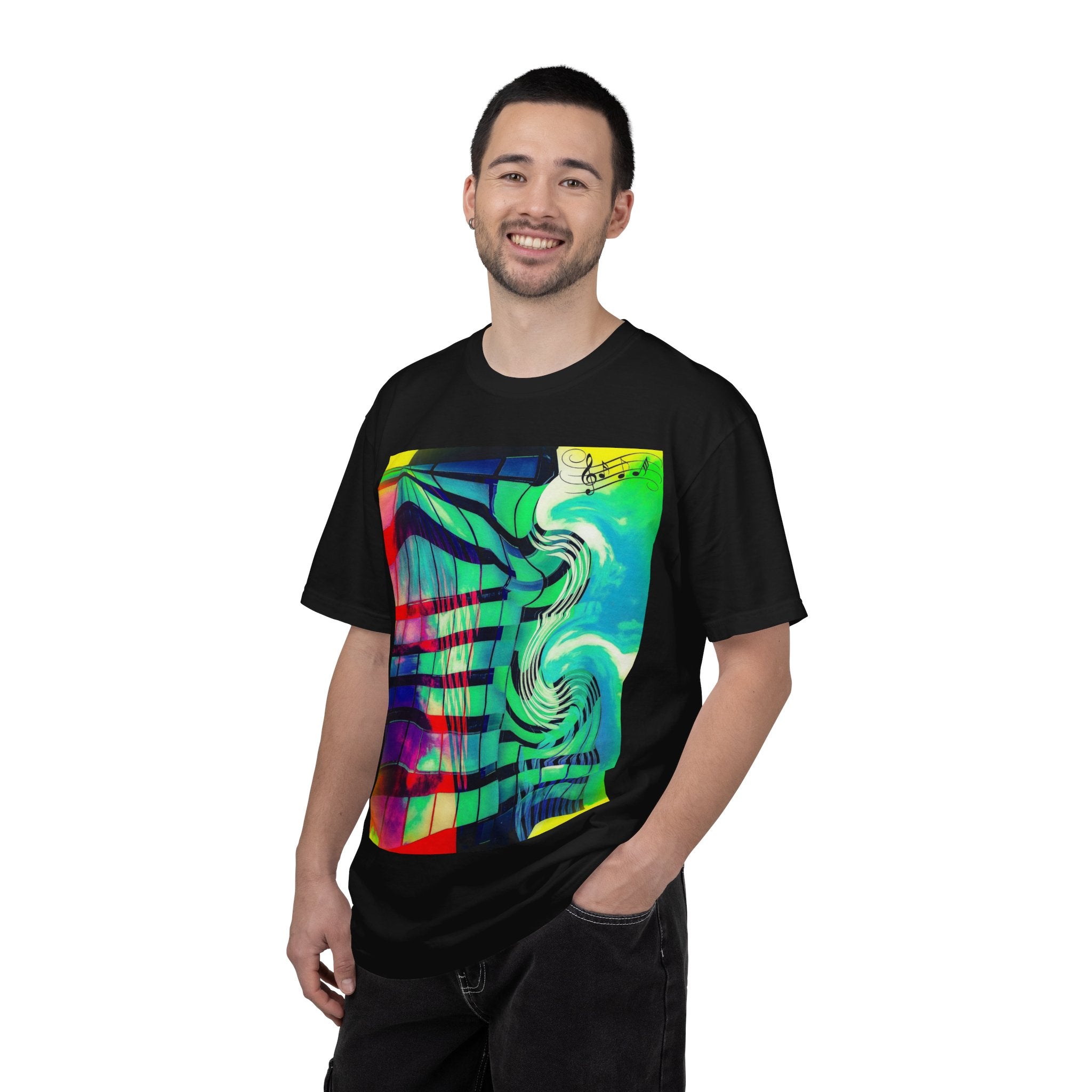 Rooftop Jazz By Kevin Quinn -Abstract Urban Modern Architecture Psychedelic Swirl T-Shirt