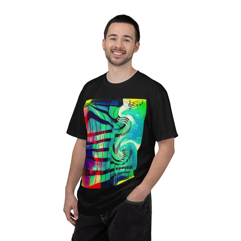 Rooftop Jazz By Kevin Quinn -Abstract Urban Modern Architecture Psychedelic Swirl T-Shirt