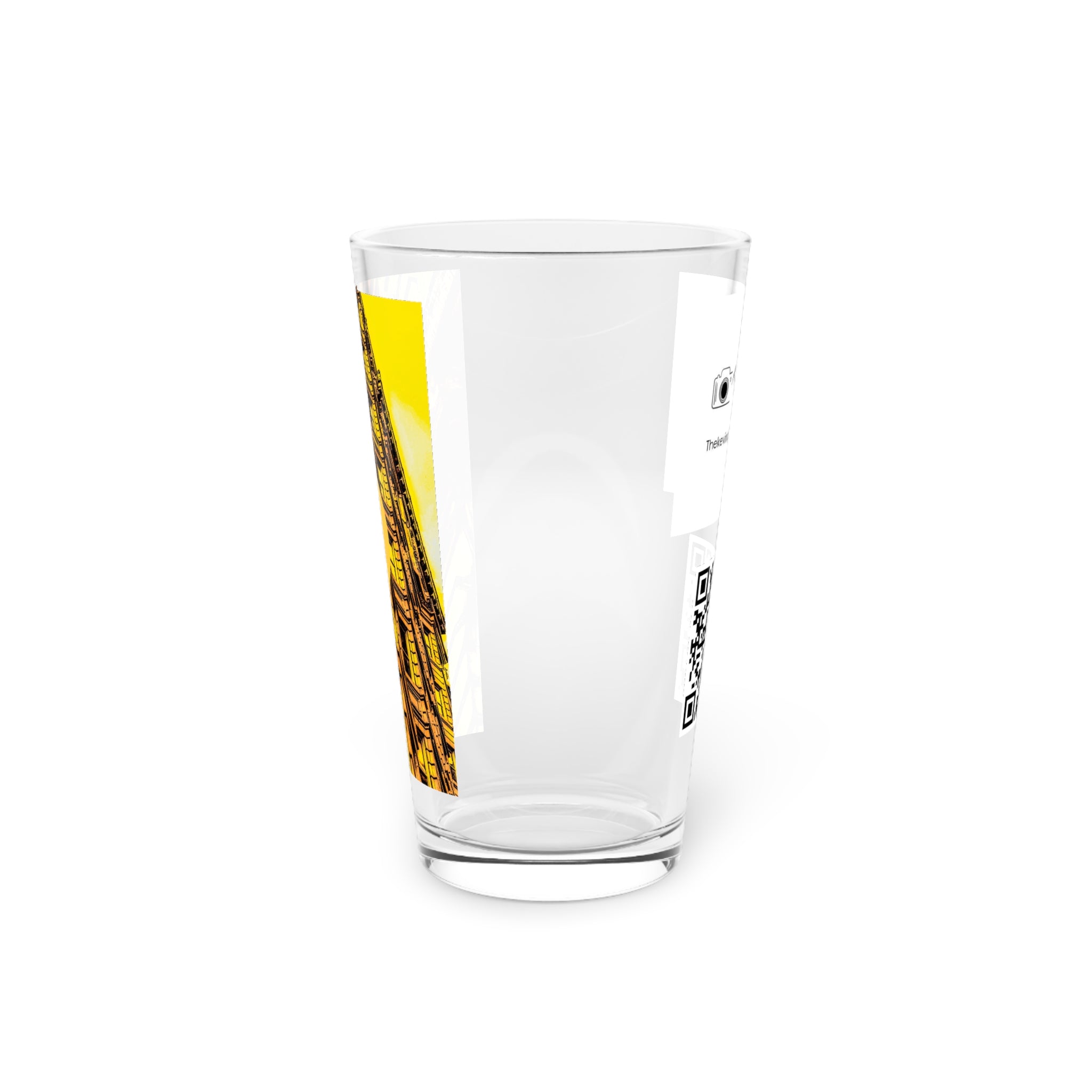 Abstract Art Beer Pint Glass – 16oz Craft Beer Glass – “Mr. Happy” by Kevin Quinn